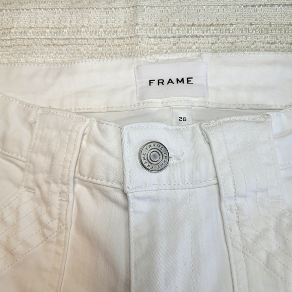 FRAME Denim Le High Flare White Jeans Womens Stretch Cotton Size 29x32 (Tag 28) - Picture 3 of 13